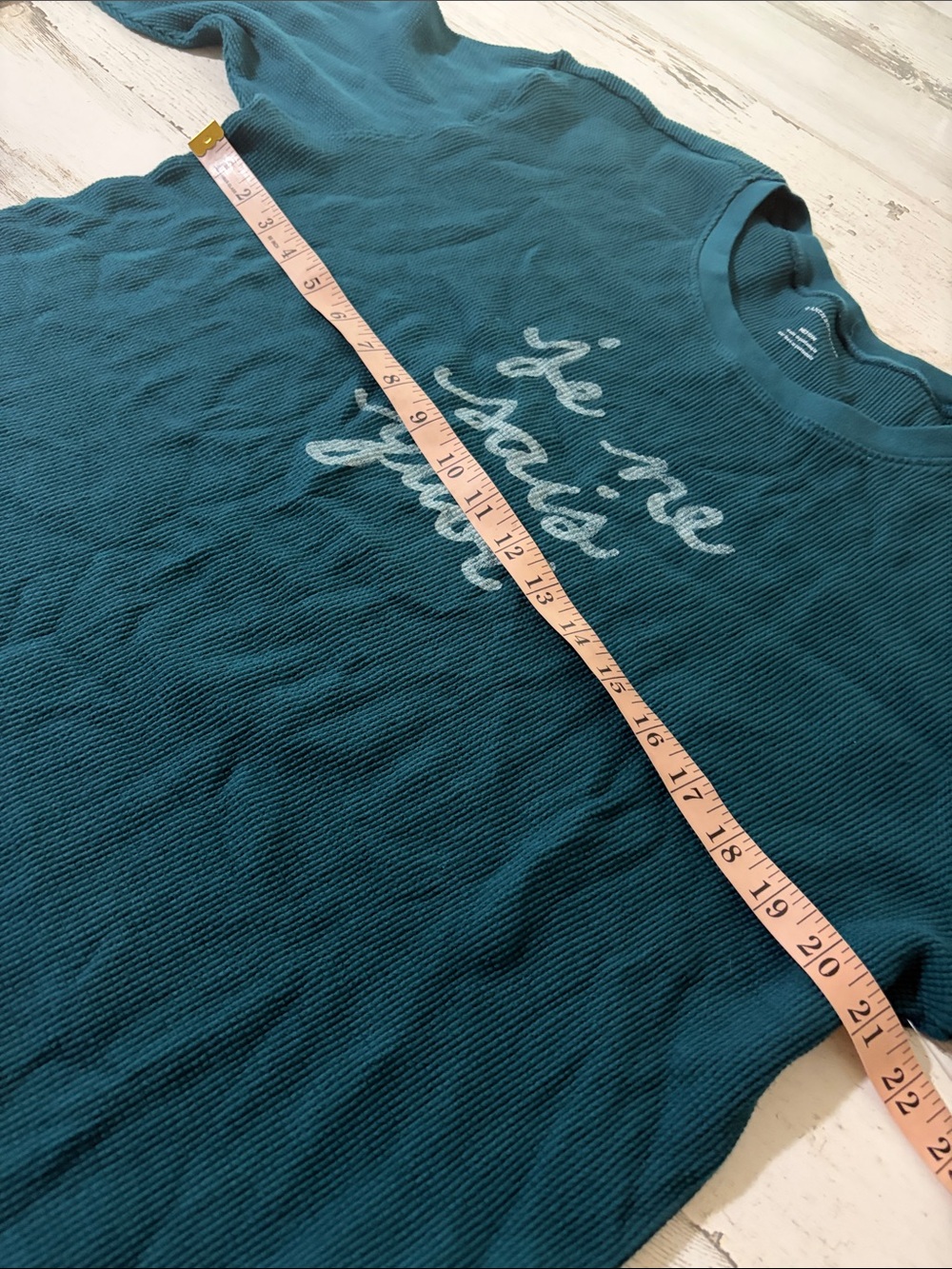 Anthropologie Teal Long-Sleeve 'je ne sais quoi' Thermal Top Size Medium NWT - Picture 8 of 9